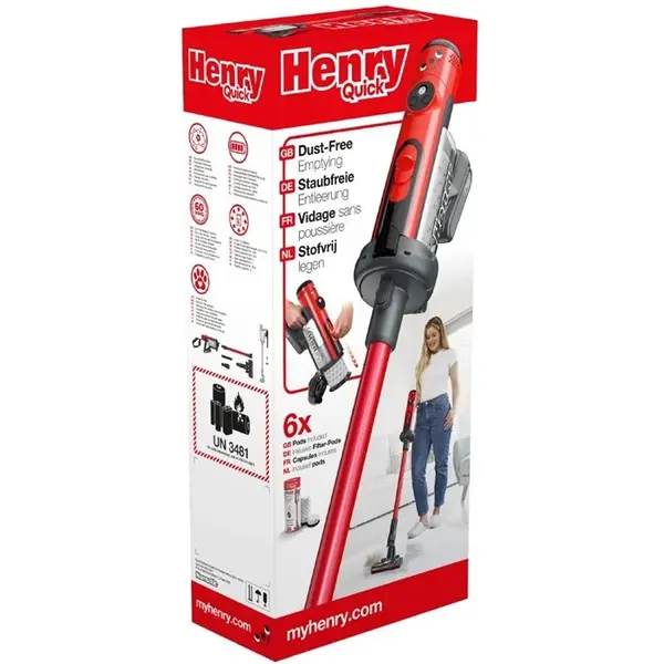 Stofzuiger | HENRY QUICK | Draadloos | Incl. Borstel/Mondstuk | 270x240x1220(h)mm