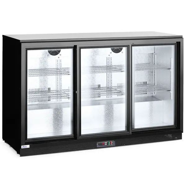 Barkoelkast | 308L | Zwart | +2°C/+10°C | Statisch + Ventilator | Schuifdeuren | 1350x520x865(h)mm