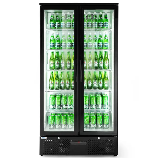 Drankenkoeling | 477L | Zwart | +2°C/+10°C | Statisch + Ventilator | Draaideuren | 900x530x1820(h)mm