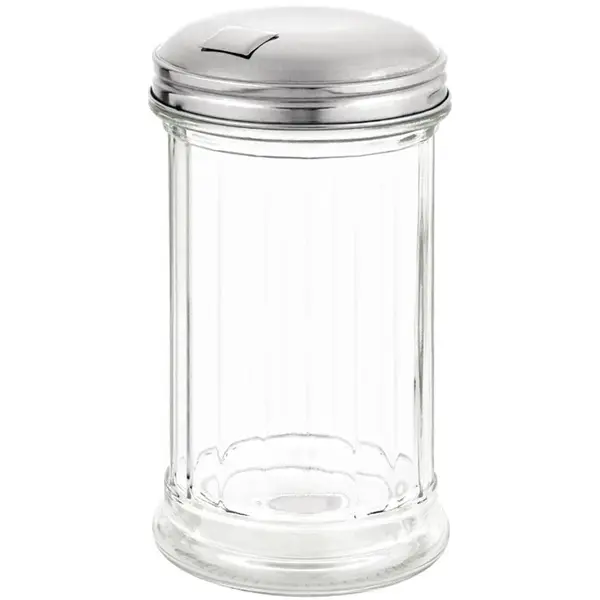 Suikerstrooier | RVS/Glas| 0.34L | Gat/Klepje | Ø70x140(h)mm