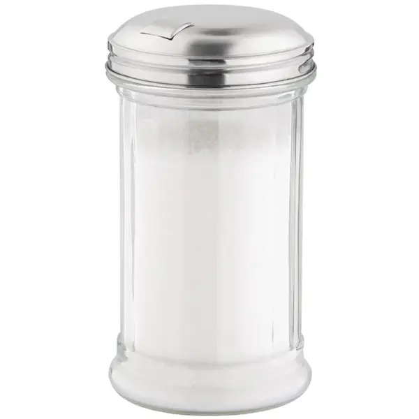 Suikerstrooier | RVS/Glas| 0.34L | Gat/Klepje | Ø70x140(h)mm