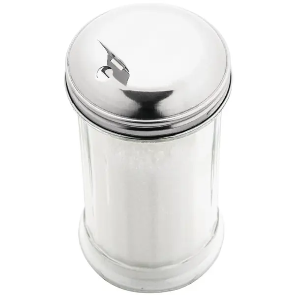 Suikerstrooier | RVS/Glas| 0.34L | Gat/Klepje | Ø70x140(h)mm