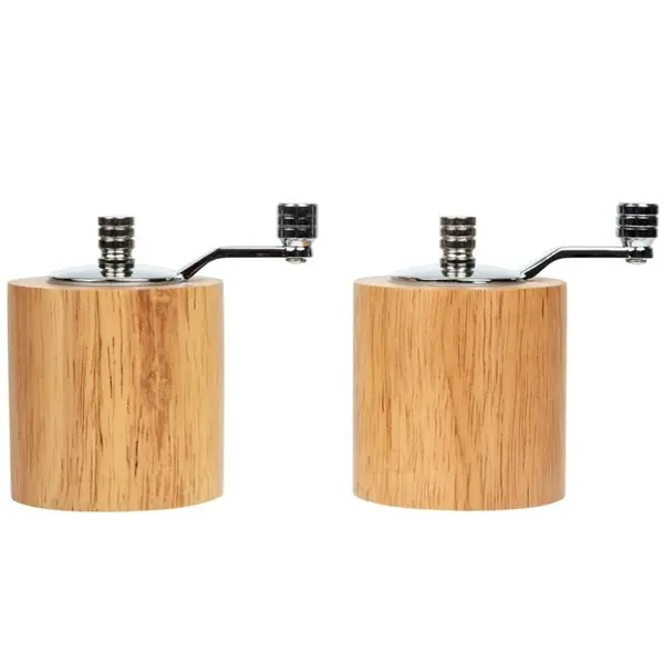 Peper-/Zoutmolenset | Hout/RVS | 2 Stuks | Ø63x80(h)mm