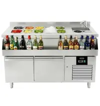 CombiSteel Bar-/Cocktailstation (Gekoeld) | 125L | 2 Deuren | +2°C/+8°C | Geforceerd | Spoelbak + IJs-/Ingrediëntenbak (10x 1/4 GN) + Flessenrek | 1360x718x955(h)mm