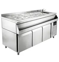 CombiSteel Bar-/Cocktailstation (Gekoeld) | 188L | 3 Deuren | +2°C/+8°C | Geforceerd | Spoelbak + IJs-/Ingrediëntenbak (14x 1/4 GN) + Flessenrek | 1795x718x955(h)mm