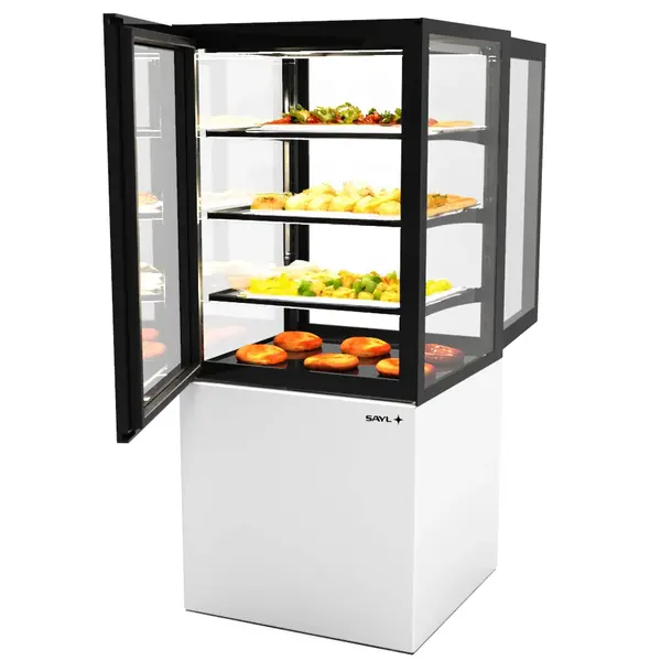 Warmhoudvitrine | INTEGRA | Wit/Zwart | 60°C/70°C | Geventileerd | 4 Niveaus | Zelfbediening | 0.53kW (230V) | Touchscreen | Wielen (Geremd) | 600x600x1400(h)mm