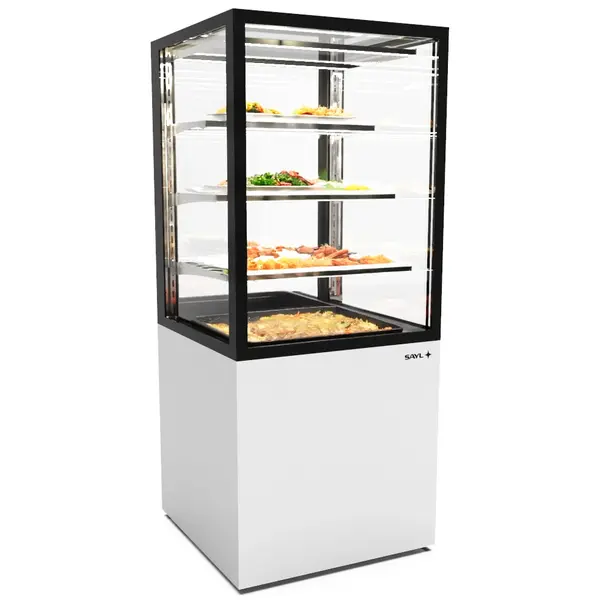 Warmhoudvitrine | INTEGRA | Wit/Zwart | 60°C/70°C | Geventileerd | 4 Niveaus | Zelfbediening | 0.53kW (230V) | Touchscreen | Wielen (Geremd) | 600x600x1400(h)mm