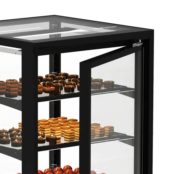 Warmhoudvitrine | INTEGRA | Zwart | 60°C/70°C | Geventileerd | 4 Niveaus | Zelfbediening | 0.53kW (230V) | Touchscreen | Wielen (Geremd) | 600x600x1400(h)mm