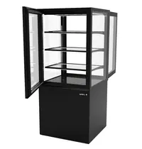 SAYL Warmhoudvitrine | INTEGRA | Zwart | 60°C/70°C | Geventileerd | 4 Niveaus | Zelfbediening | 0.53kW (230V) | Touchscreen | Wielen (Geremd) | 600x600x1400(h)mm 