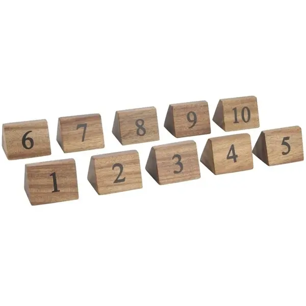 Tafelnummers | Hout | 1 t/m 10 | 10 Stuks | 35x35x55(h)mm