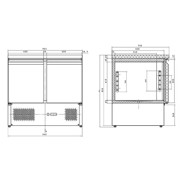 Vrieswerkbank | COMPACT LINE | 257L | 2 Deuren (1/1 GN) | -10°C/-20°C | Statisch + Ventilator | 943x700x855(h)mm