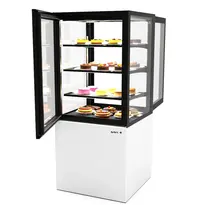 SAYL Koelvitrine | INTEGRA | Wit/Zwart | +2°C/+6°C | Geforceerd | 4 Niveaus | Zelfbediening | Touchscreen | Wielen (Geremd) | 600x600x1400(h)mm 