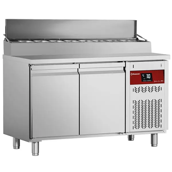 Saladette | GASTRO LINE EVO | 260L | 2 Deuren (1/1 GN) | Boven 7x 1/4 GN | 0°C/+8°C | Geforceerd | Kanteldeksel | 1380x700x900/1073(h)mm
