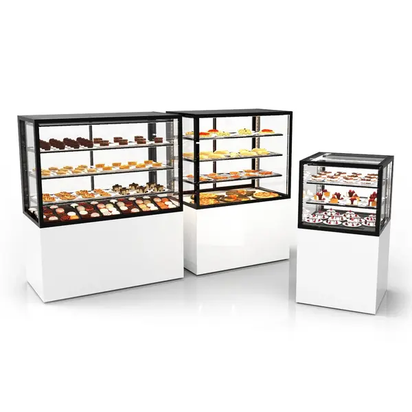 Koelvitrine | INTEGRA | Wit/Zwart | +6°C/+10°C | Geforceerd | 4 Niveaus | Zelfbediening | Touchscreen | Wielen (Geremd) | 600x600x1400(h)mm