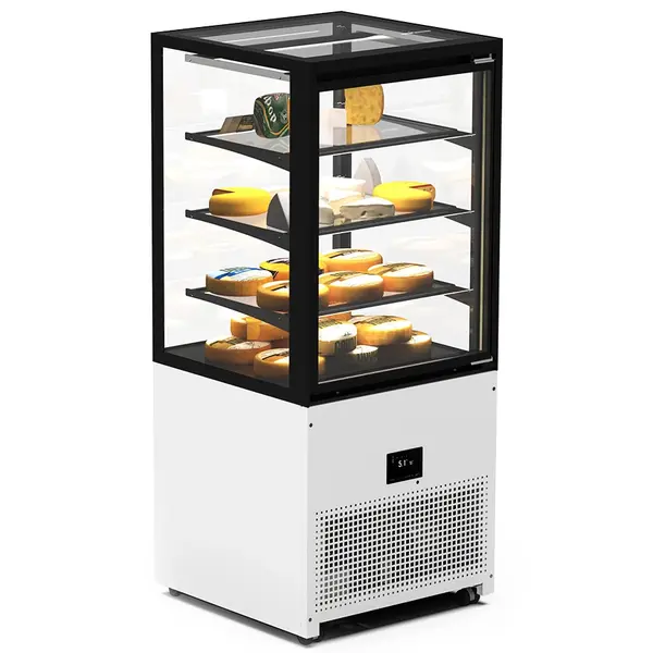 Koelvitrine | INTEGRA | Wit/Zwart | +6°C/+10°C | Geforceerd | 4 Niveaus | Zelfbediening | Touchscreen | Wielen (Geremd) | 600x600x1400(h)mm
