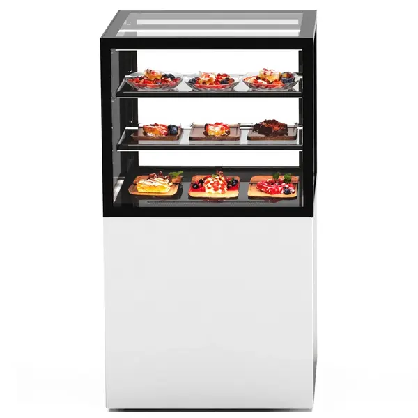 Koelvitrine | INTEGRA | Wit/Zwart | +2°C/+6°C | Geforceerd | 3 Niveaus | Touchscreen | Wielen (Geremd) | 600x600x1100(h)mm