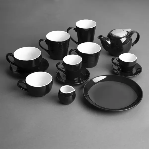 Coupeborden | CAFÉ | Keramiek | Zwart | 12 Stuks | Ø200x29(h)mm