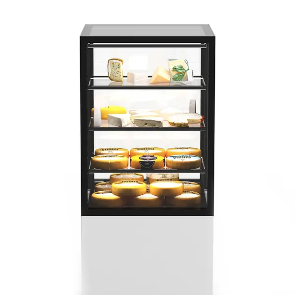 Koelvitrine | INTEGRA | Wit/Zwart | +2°C/+6°C | Geforceerd | 4 Niveaus | Zelfbediening | Vochtigheid Instelbaar | Wielen (Geremd) | 600x600x1400(h)mm