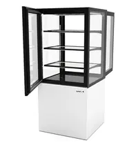 SAYL Neutrale Vitrine | INTEGRA | Wit/Zwart | 4 Niveaus | Zelfbediening | Wielen (Geremd) | 600x600x1400(h)mm 