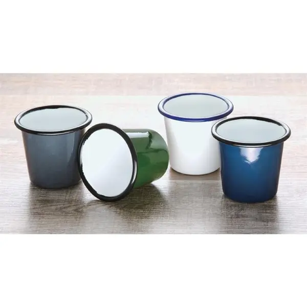 Sauspotjes | Geëmailleerd Staal | Wit/Blauw | 11.4cl | 6 Stuks | Ø65x60(h)mm