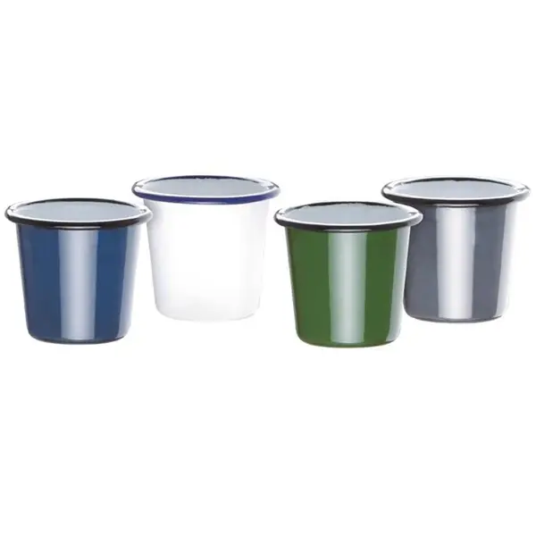 Sauspotjes | Geëmailleerd Staal | Wit/Blauw | 11.4cl | 6 Stuks | Ø65x60(h)mm