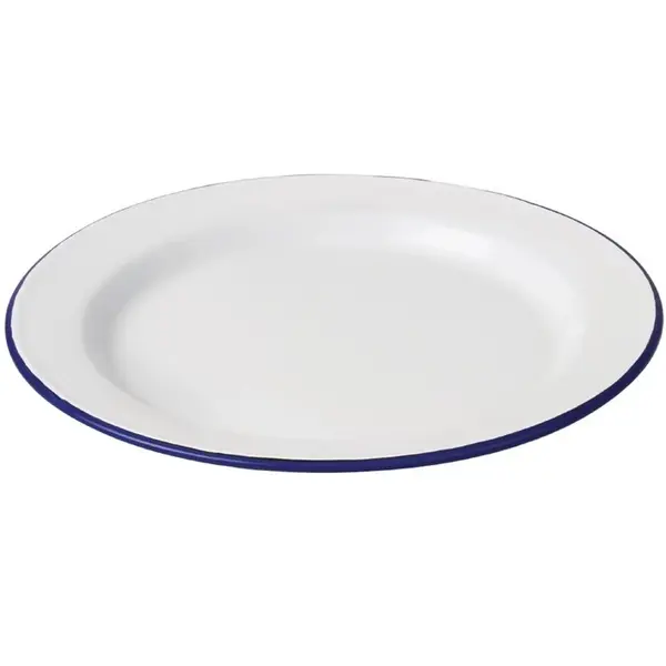 Borden | Geëmailleerd Staal | Wit/Blauw | 6 Stuks | Ø300x25(h)mm