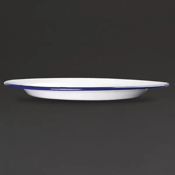 Borden | Geëmailleerd Staal | Wit/Blauw | 6 Stuks | Ø300x25(h)mm
