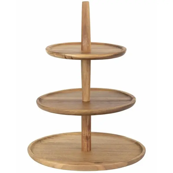 Etagère/Serveerstandaard | Hout | 3-laags | Ø305x395(h)mm