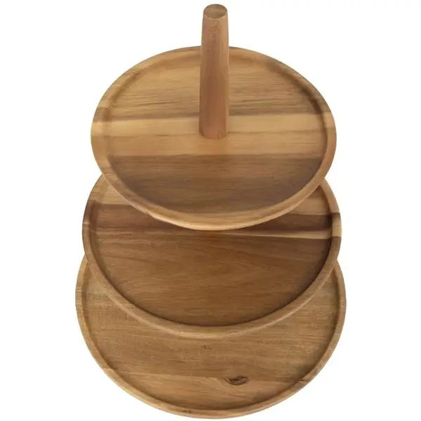 Etagère/Serveerstandaard | Hout | 3-laags | Ø305x395(h)mm