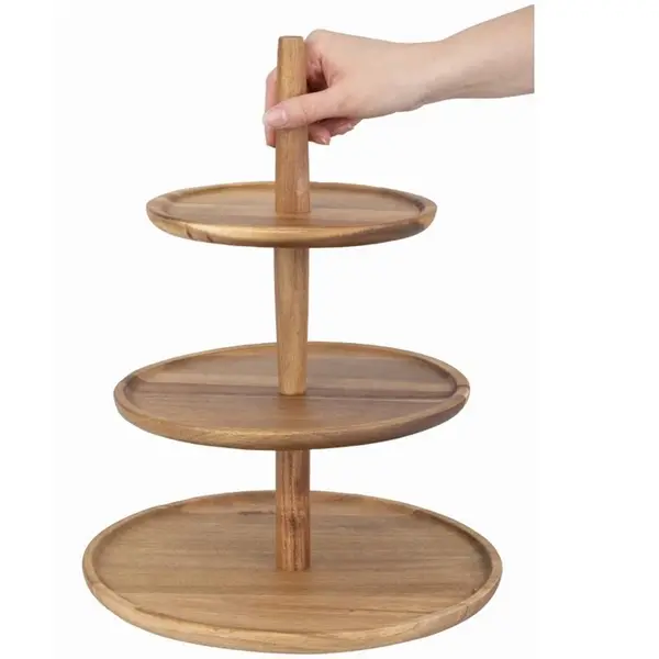 Etagère/Serveerstandaard | Hout | 3-laags | Ø305x395(h)mm