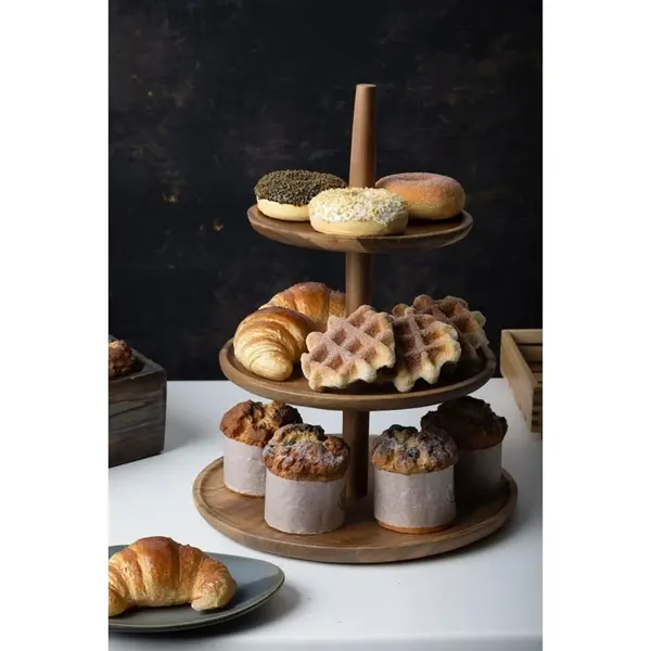 Etagère/Serveerstandaard | Hout | 3-laags | Ø305x395(h)mm