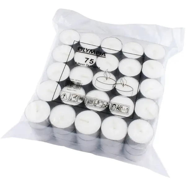 Theelichten | Was | Wit | 8 Branduren | 75 Stuks | 220x340(h)mm