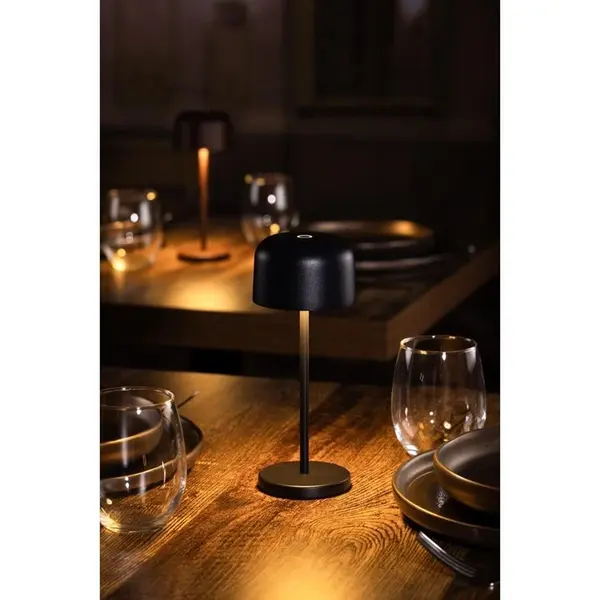 Tafellamp | SIENA | Zwart | Incl. Lichtbron (Dimbaar) | Draadloos | Ø80x200(h)mm