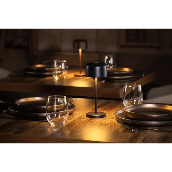 Tafellamp | SIENA | Zwart | Incl. Lichtbron (Dimbaar) | Draadloos | Ø80x200(h)mm