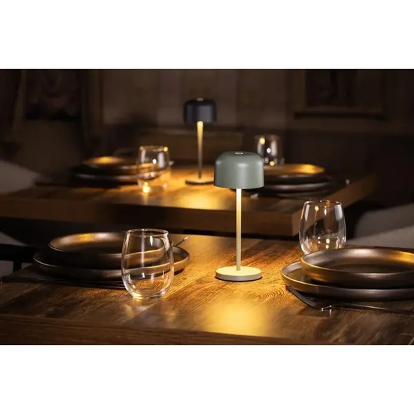 Tafellamp | SIENA | Saliegroen | Incl. Lichtbron (Dimbaar) | Draadloos | Ø80x200(h)mm