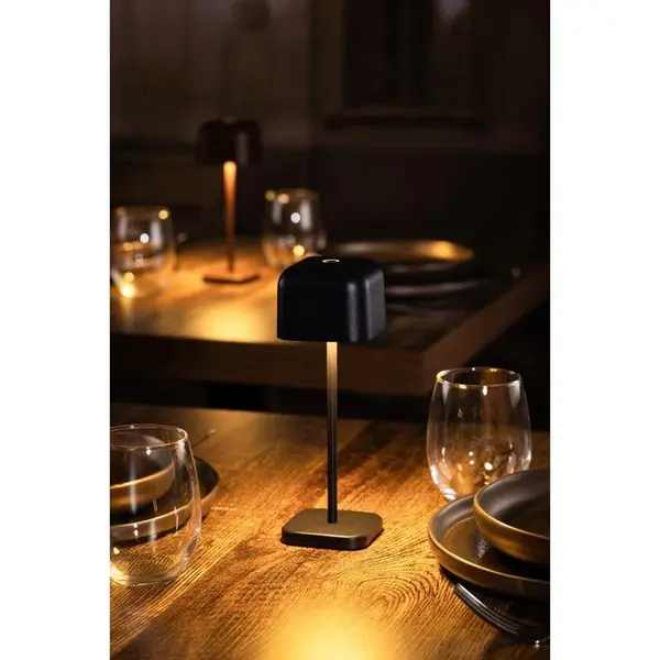 Tafellamp | LUCCA | Zwart | Incl. Lichtbron (Dimbaar) | Draadloos | 70x70x200(h)mm