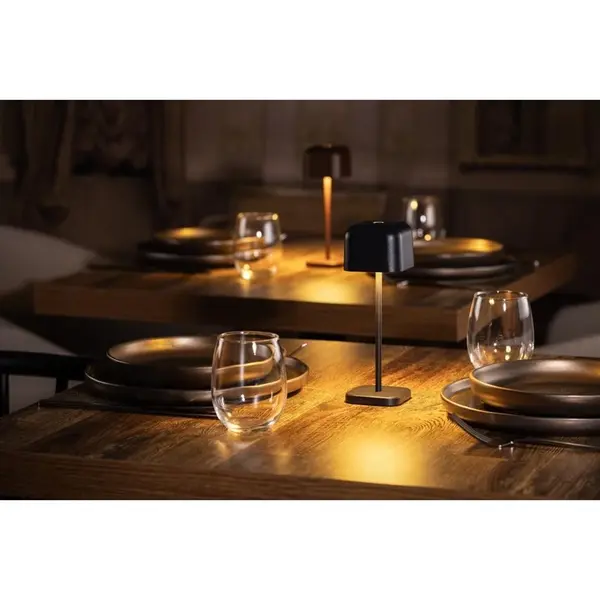 Tafellamp | LUCCA | Zwart | Incl. Lichtbron (Dimbaar) | Draadloos | 70x70x200(h)mm