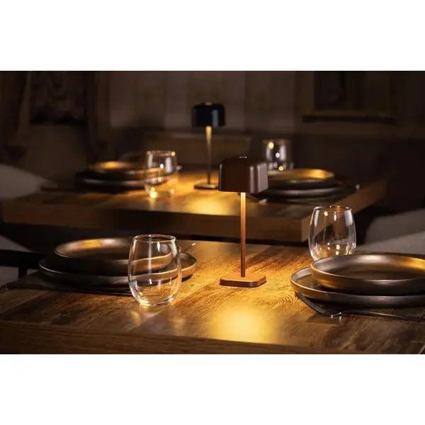 Tafellamp | LUCCA | Bruin | Incl. Lichtbron (Dimbaar) | Draadloos | 70x70x200(h)mm