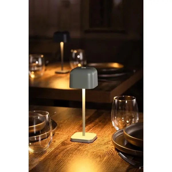 Tafellamp | LUCCA | Saliegroen | Incl. Lichtbron (Dimbaar) | Draadloos | 70x70x200(h)mm