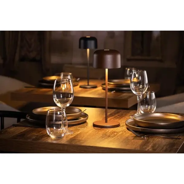 Tafellamp | SIENA | Bruin | Incl. Lichtbron (Dimbaar) | Draadloos | Ø112x300(h)mm