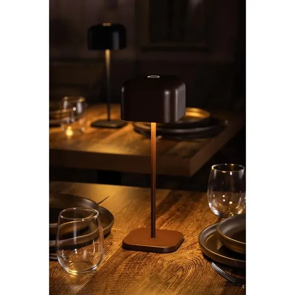 Tafellamp | LUCCA | Bruin | Incl. Lichtbron (Dimbaar) | Draadloos | 100x100x300(h)mm
