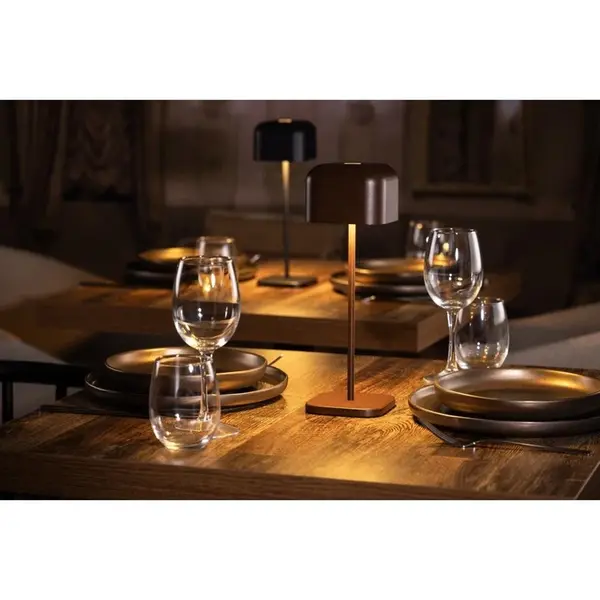 Tafellamp | LUCCA | Bruin | Incl. Lichtbron (Dimbaar) | Draadloos | 100x100x300(h)mm