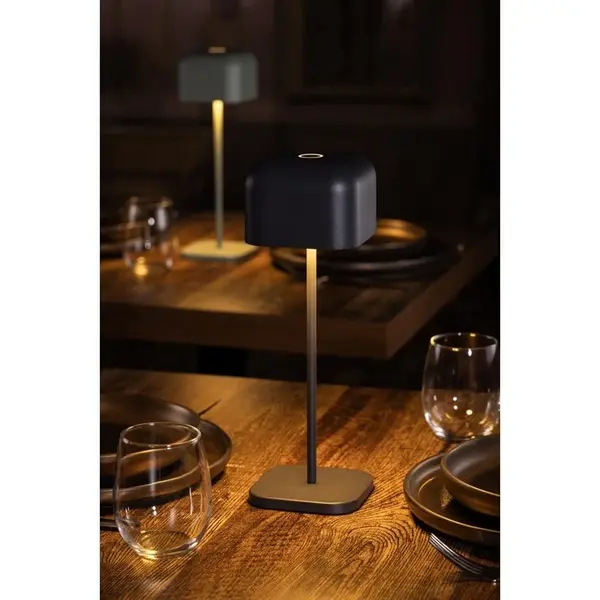 Tafellamp | LUCCA | Grijs | Incl. Lichtbron (Dimbaar) | Draadloos | 100x100x300(h)mm