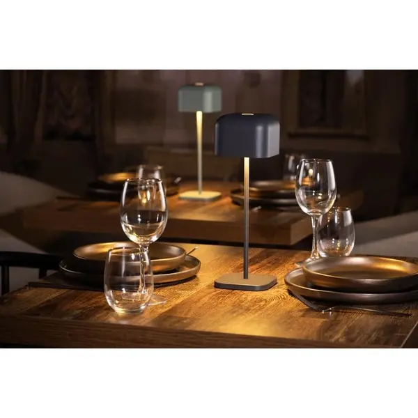 Tafellamp | LUCCA | Grijs | Incl. Lichtbron (Dimbaar) | Draadloos | 100x100x300(h)mm