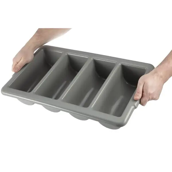 Bestekbak | KRISTALLON | Kunststof | Grijs | 4-vaks | 1/1 GN | 530x325x100(h)mm