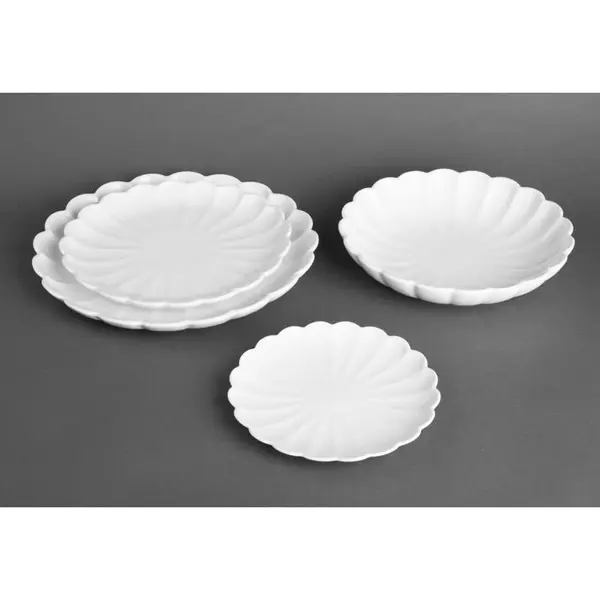 Borden | BLOOM | Porselein | Wit | 6 Stuks | Ø174x20(h)mm