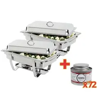 Olympia Set Chafing Dishes | MILAN | RVS | 1/1 GN (9L) | Incl. Brandpastas | 2 Stuks