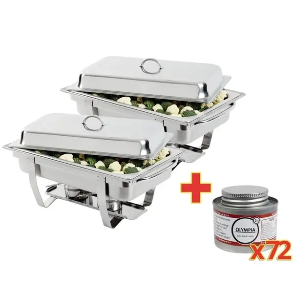 Set Chafing Dishes | MILAN | RVS | 1/1 GN (9L) | Incl. Brandpastas | 2 Stuks
