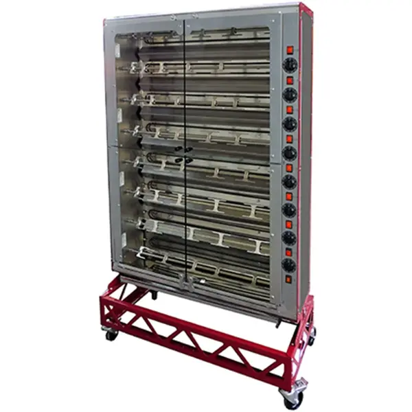 Kippengrill | ELBA | Gas | 8 Spitten | 48 Kippen | 28kW/0.42kW (230V) | Piëzo Ontsteking | 1121x391x1556(h)mm