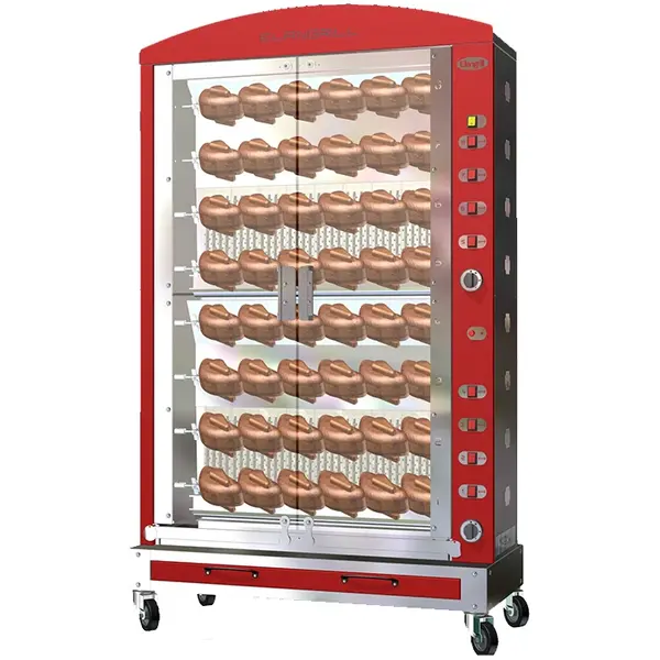 Kippengrill | VERTICALI ELBA PLUS | Elektrisch | 8 Spitten | 48 Kippen | 23kW (400V) | 1175x500x1740(h)mm